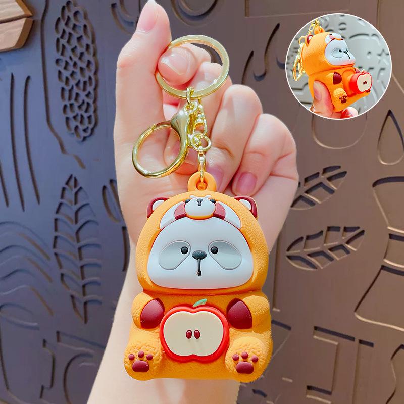 Creative Cartoon Apple Bear Decompression Pinch Music Children S Toys Keychain Schoolbag Pendant Keychain Gift