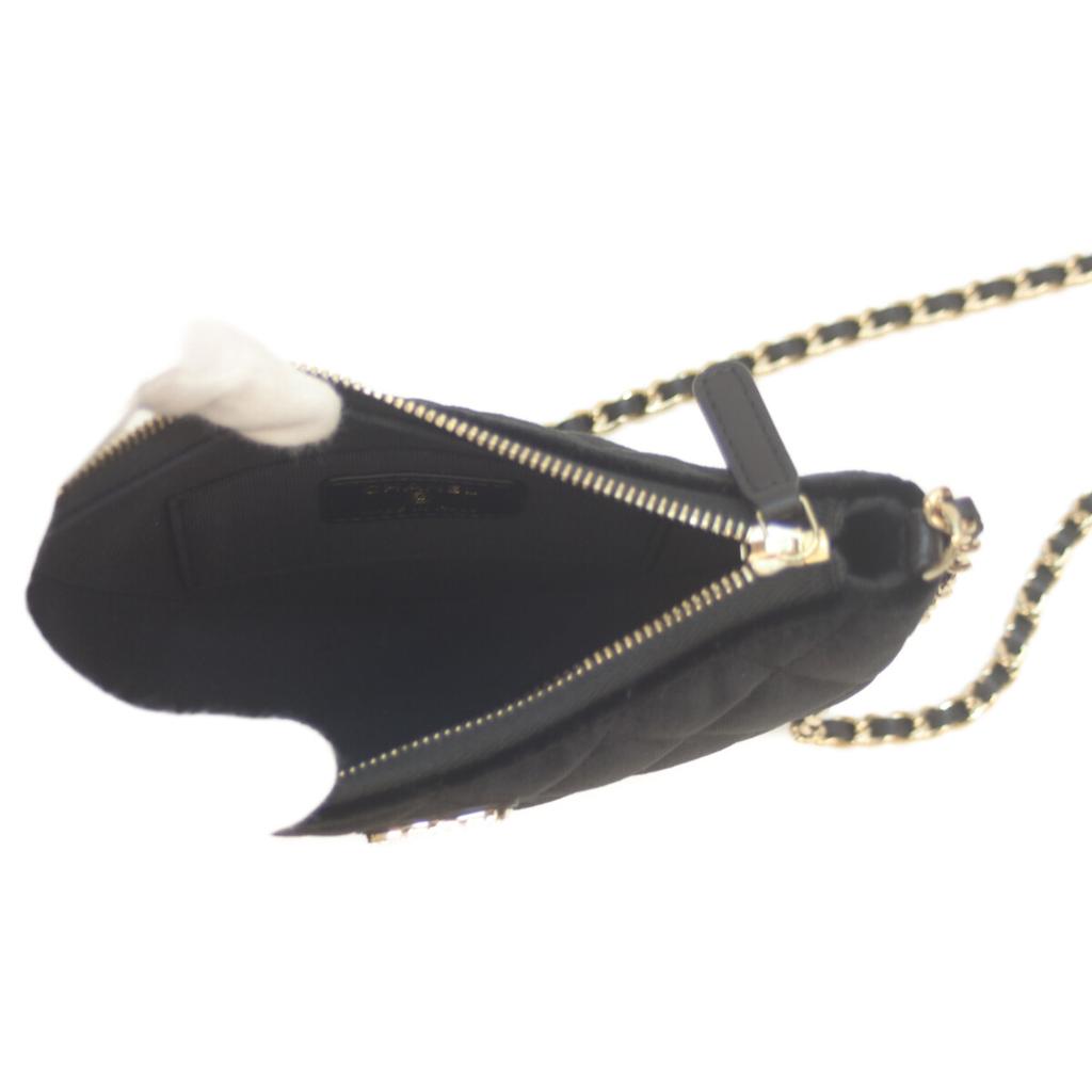 Chanel 24th Year Gift Black Velour Half Moon Chen Shoulder Bag Shoulder Bag blackUsed