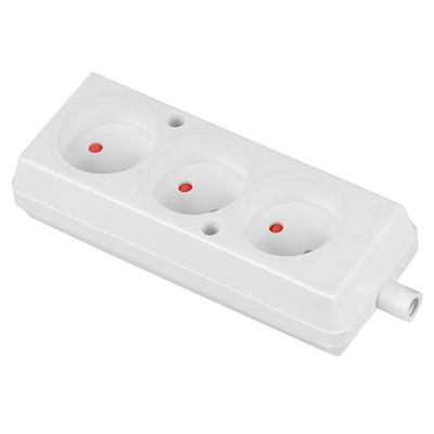 Triple Socket 16A 250V Detachable B/U White - Vt-302-0030