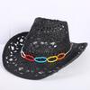 Popular sombrero de vaquero occidental hueco clásico europeo y americano, moda para hombre y mujer, sombrero de paja transpirable para vacaciones, protección solar