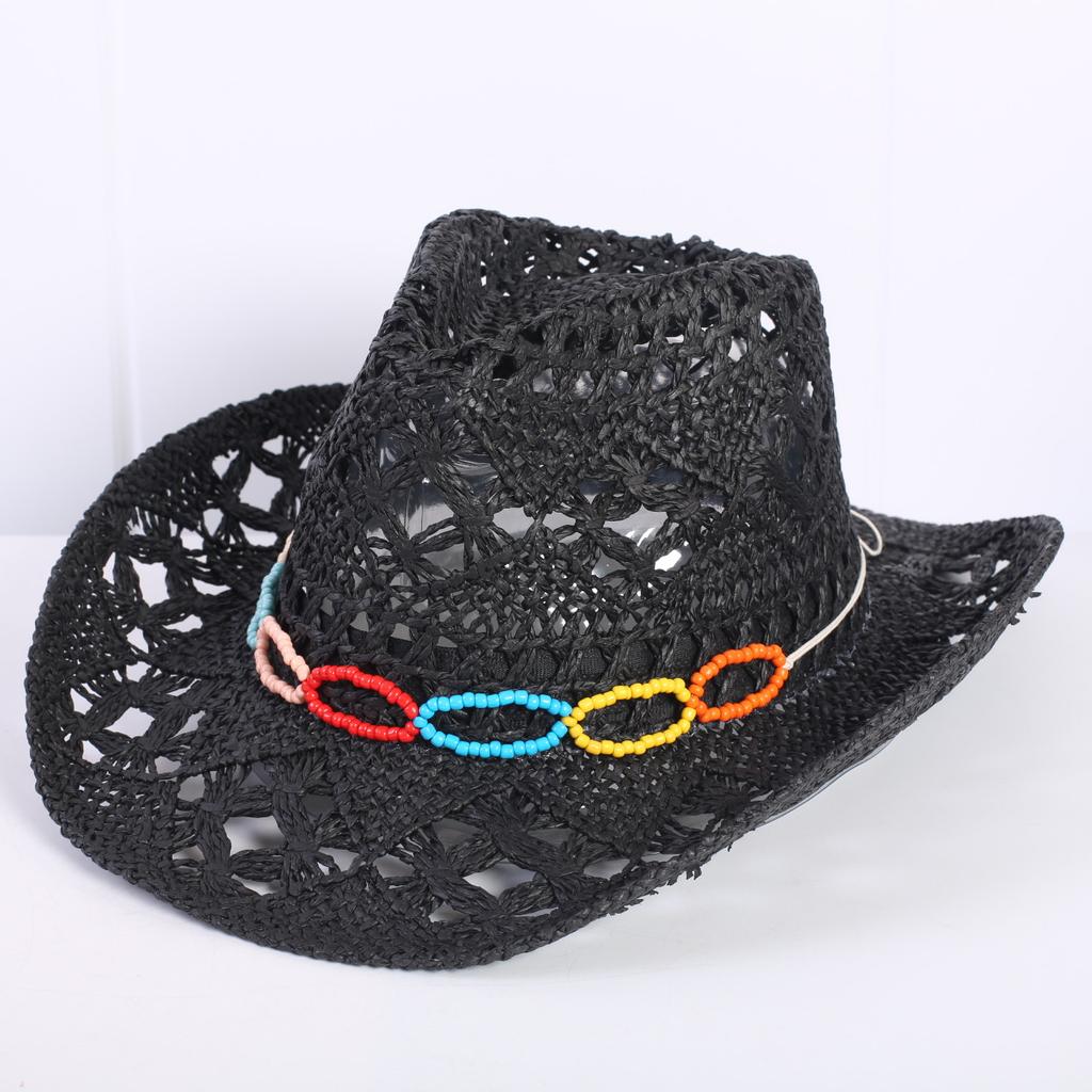 Popular sombrero de vaquero occidental hueco clásico europeo y americano, moda para hombre y mujer, sombrero de paja transpirable para vacaciones, protección solar