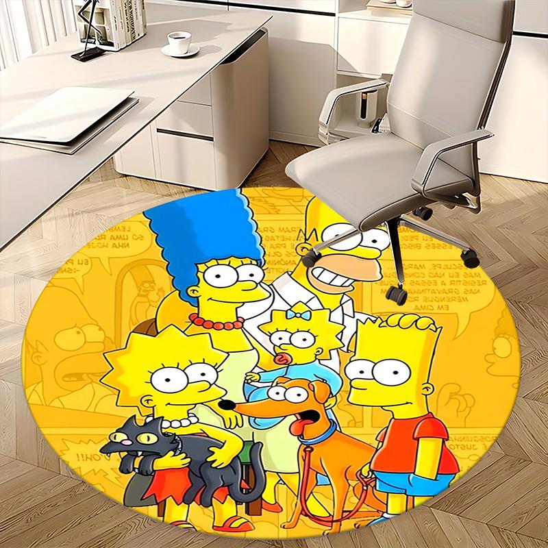 Simpsons Family, Chair mat Round Rug Office carpet, Machine Washable, Non slip, Suitable for Living Rooms, Bedrooms