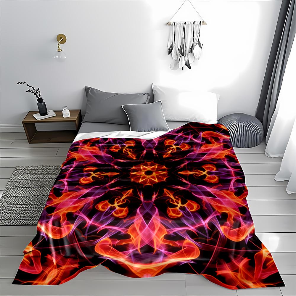 Abstract Fire and Smoke Pattern Blanket - Colorful Design Blanket, Suitable for Use In the Bedroom, Living Room, On the Sofa