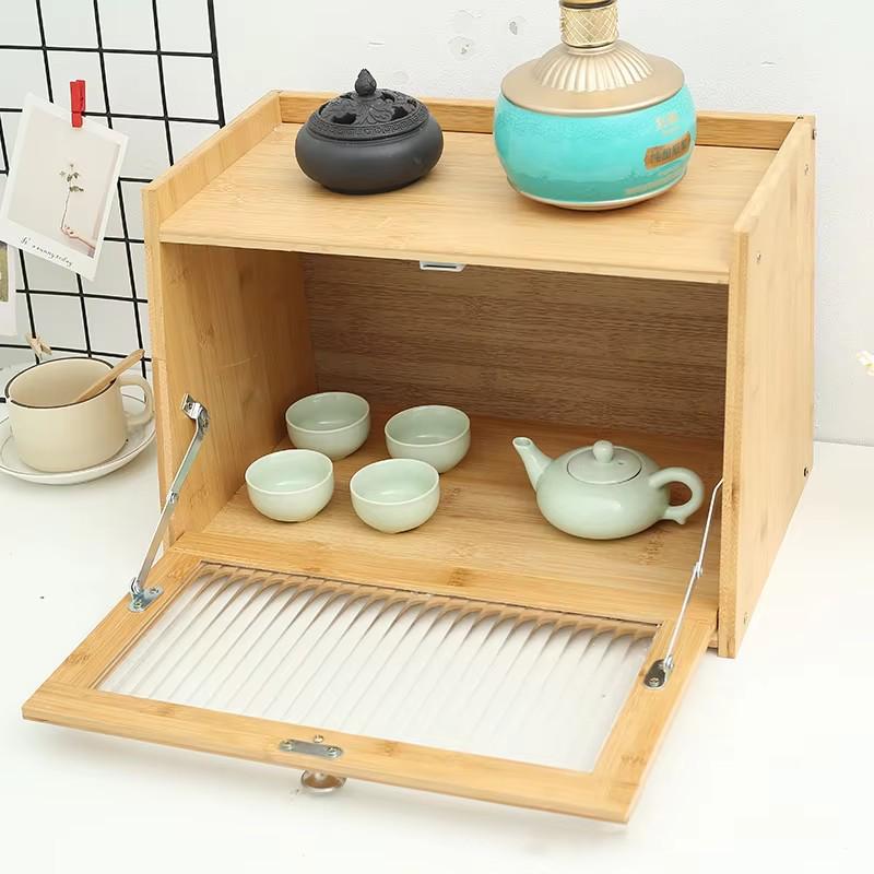 Bamboo Multifunctional Kitchen Bread and Teacup Storage Rack