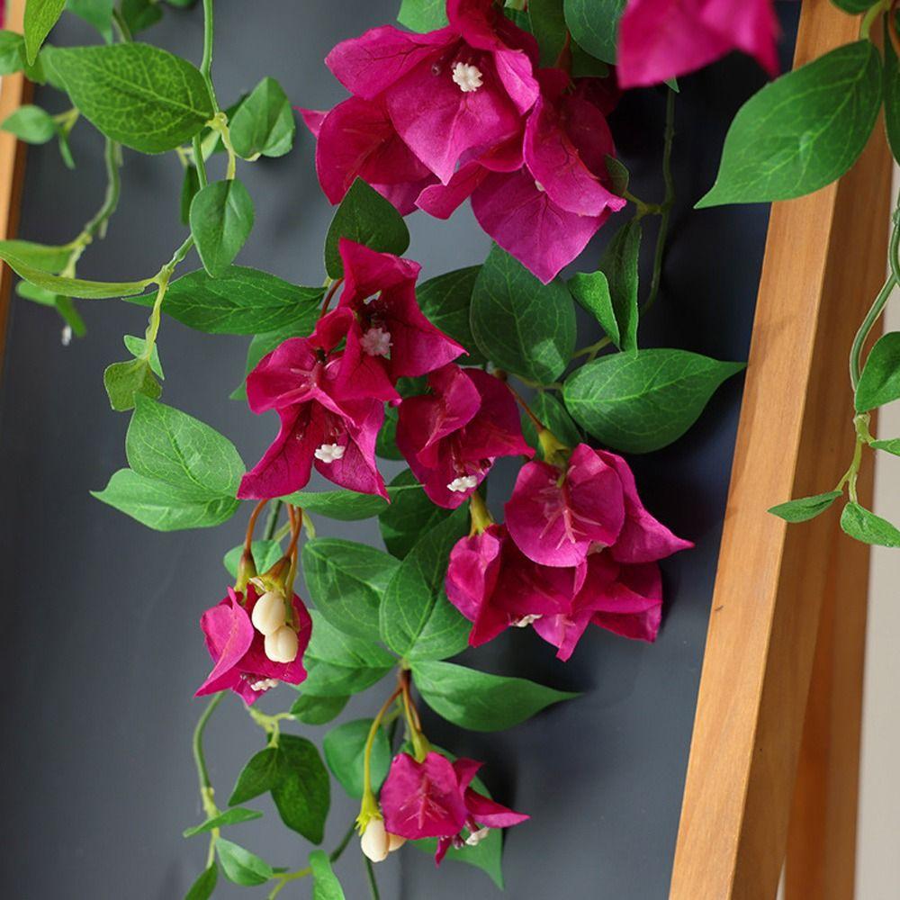Multicolor Bougainvillea Artificial Flower Vine Hanging Decoration Green Leaves Simulation Flower Vine DIY Photo Props