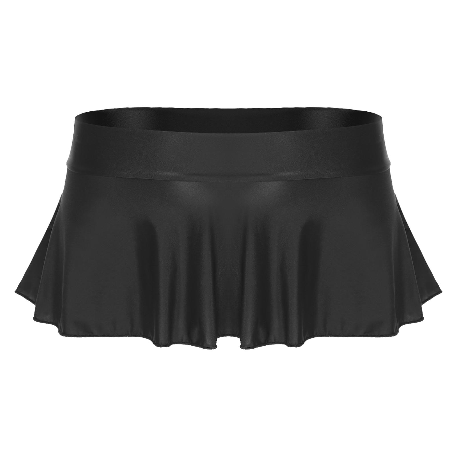 

Женская глянцевая мини-юбка с оборками, однотонная накидка на бикини с низкой посадкой для вечеринок у бассейна M чёрный