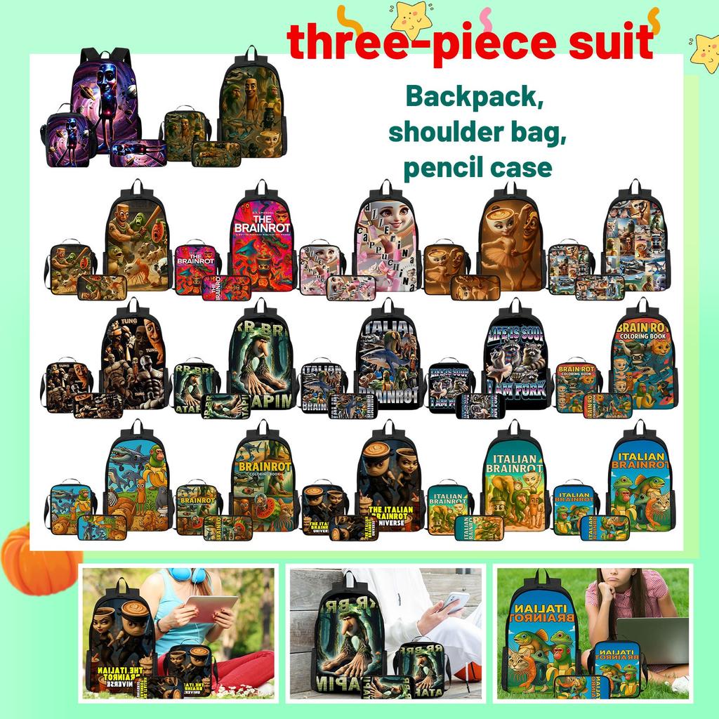 Cartoon Printing Casual Shoulder Bag Junior High School Students Large Capacity Backpacks