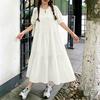 ZANZEA Women Casual Round Neck Solid Color Loose Half Sleeve Long Dress