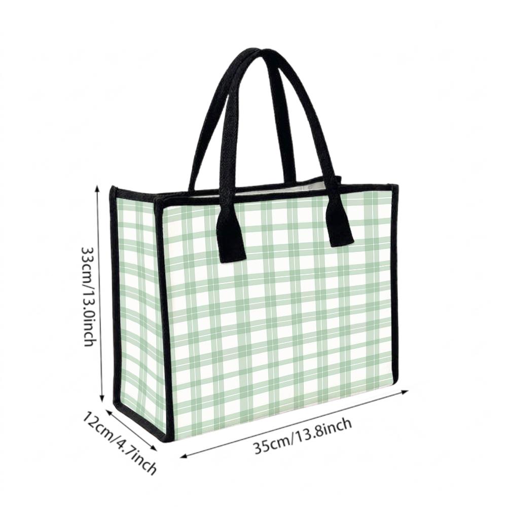 Plaid Tote Bag Large Capacity Casual Daily Shoulder Bag for Shopping Travel Work
