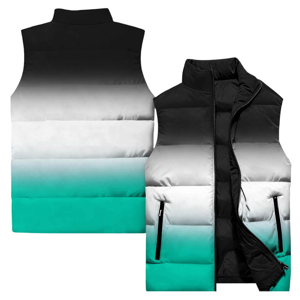 Ladies' Casual And Fashionable Sleeveless Vest Gradient Color Printing Cotton Jacket