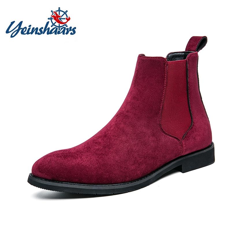 Dropshipping Men Boots Luxury Retro Elegant Chelsea Boots Men Cow Suede Leather Lovers' Shoes Plus Size 38-48
