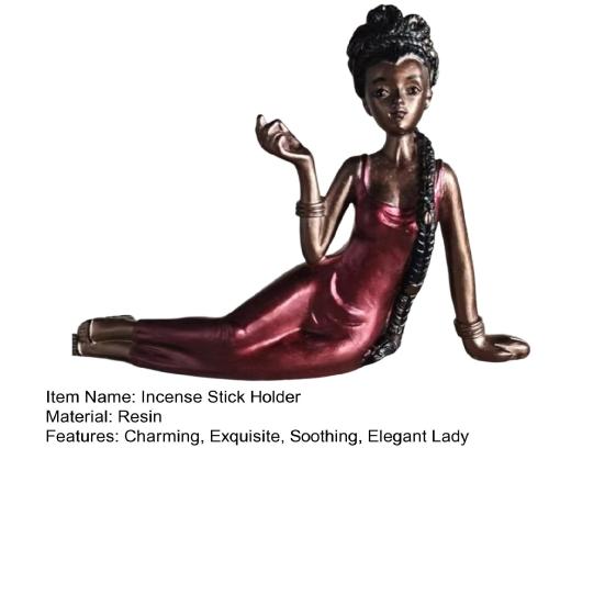 Handcrafted Sculptural Women Aroma Figurine Elegant Lady Figurine Incense Stick Holder Meditating Lady Aromatherapy Statue for Living Room Bedroom