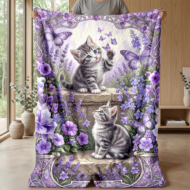 Lavender Dreams Theme blanket Lightweight Warm Flannel Blanket Decorative Throw Blanket for Home Decoration