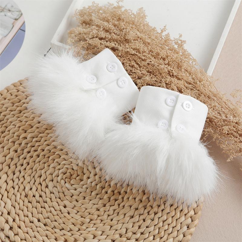 Women Wrist Feather Cuffs For Po Soft Fluffy White Elegant Warm Decorative Arm Warmer Plush Sleeves