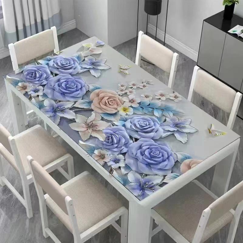 Piele PVC față de masă pentru masă de cafea, masă de dining, impermeabilă, rezistentă la ulei, anti-opărire, rezistentă la murdărie și fără spălare, stil modern simplu drăguț pastoral