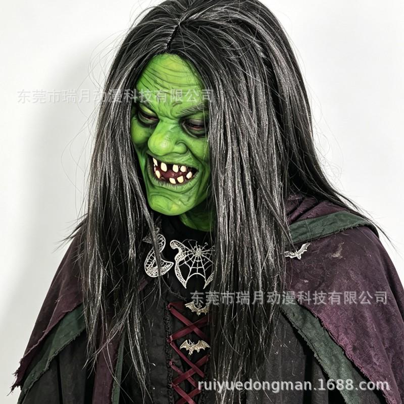 Halloween Witch Mask Cosplay Green Face Adult Women Party Costume