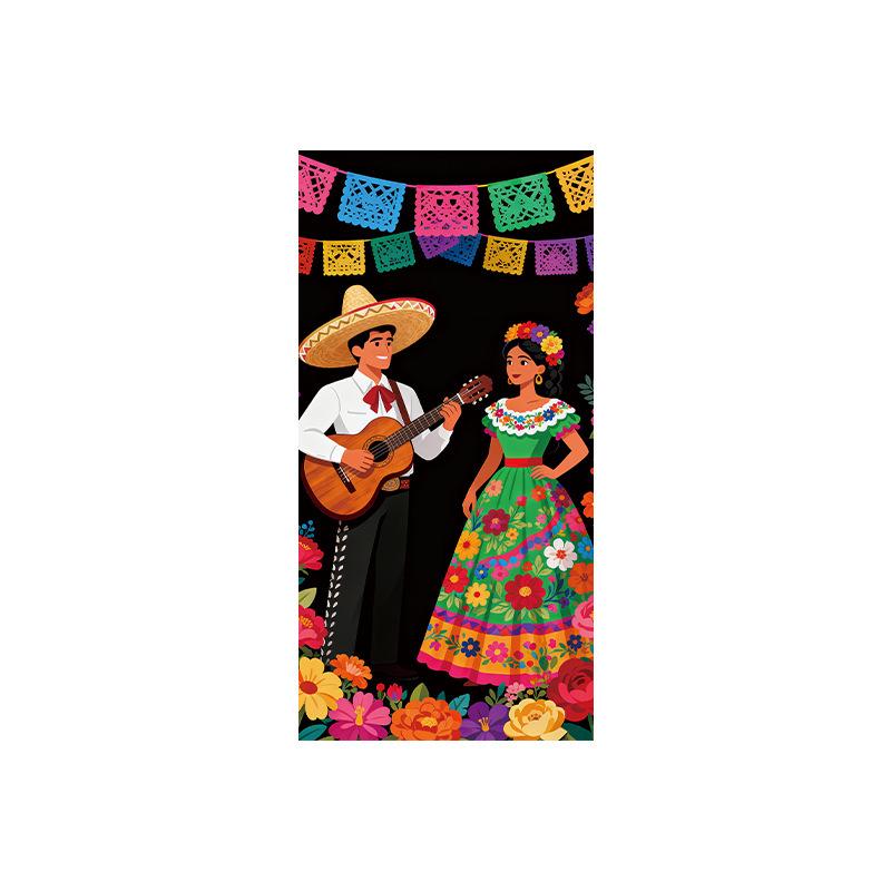 Day of the Dead Festival Polyester Door Banner - Customizable Party Decoration