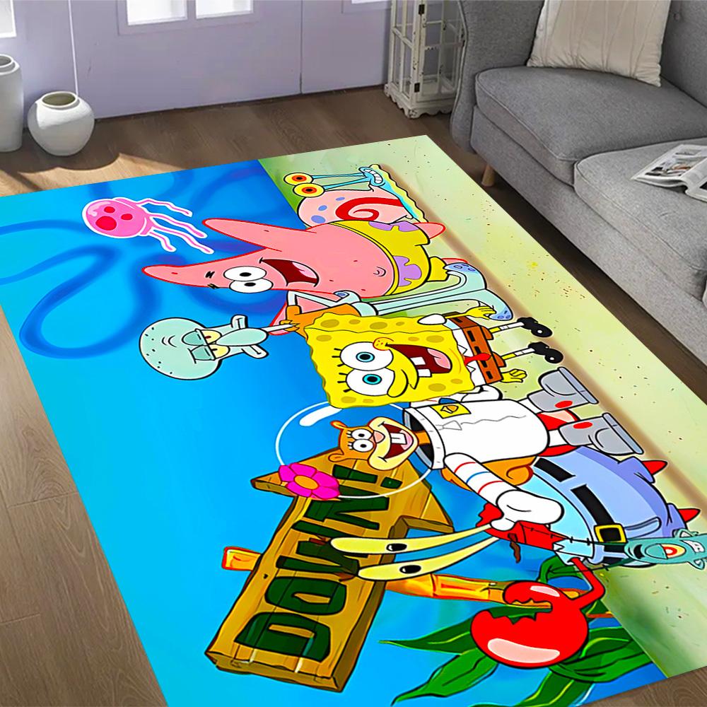 Spongebob Squarepants Adventure Themed Anti-Slip Rugs - Polyester Home Decor, Suitable for Bedrooms, Living Rooms, Doorways, Studios, and Decorations