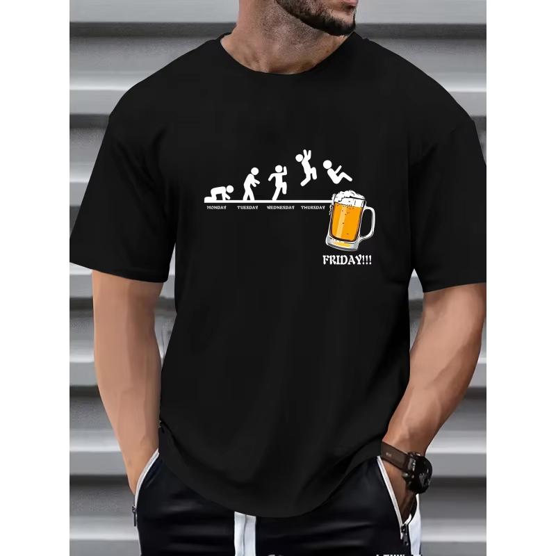 Unisexs Beer Pattern Printed Casual Crew Neck Tshirt Friday Very Suitable For Casual Wear Unisexs And Unisexs 2026 Summer T Shirt
