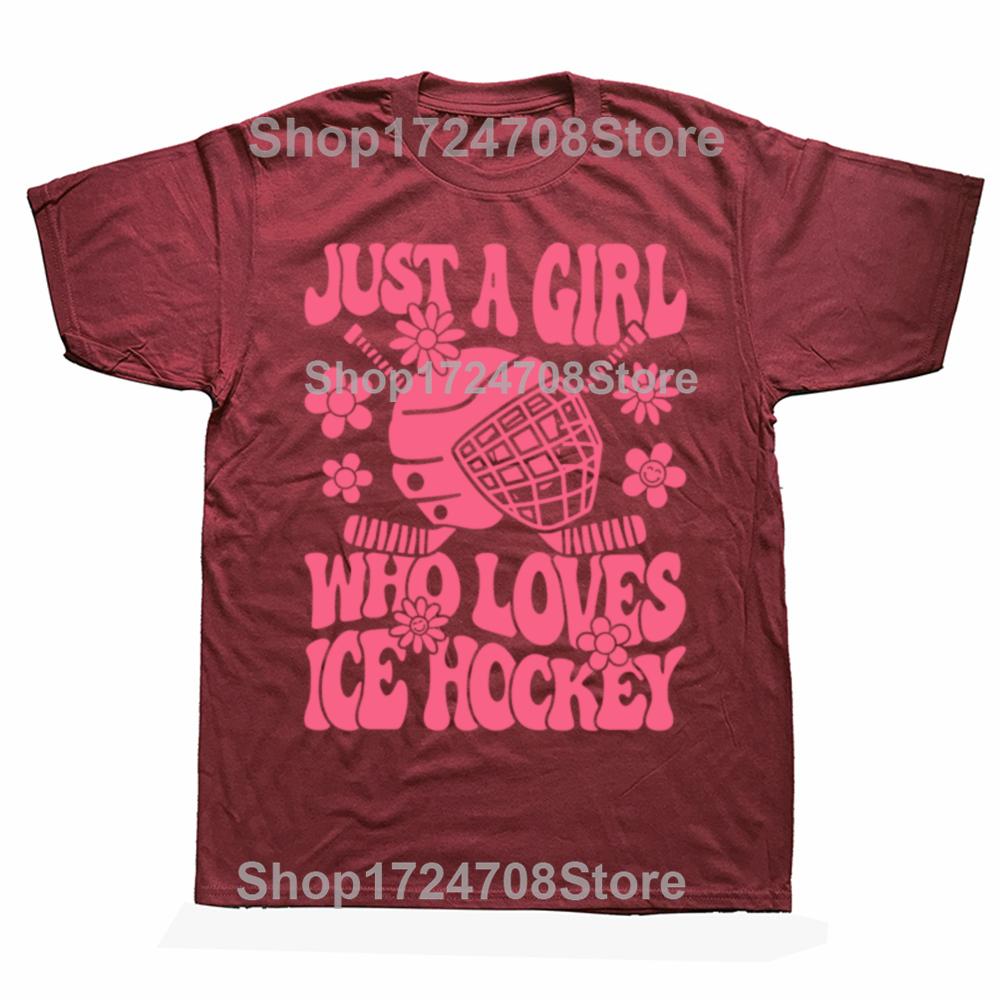 Funny Just A Girl Who Loves Ice Hockey Player T-shirts Men Women's Fashion Casual Tshirt 100% Cotton Loose Oversized T Shirt