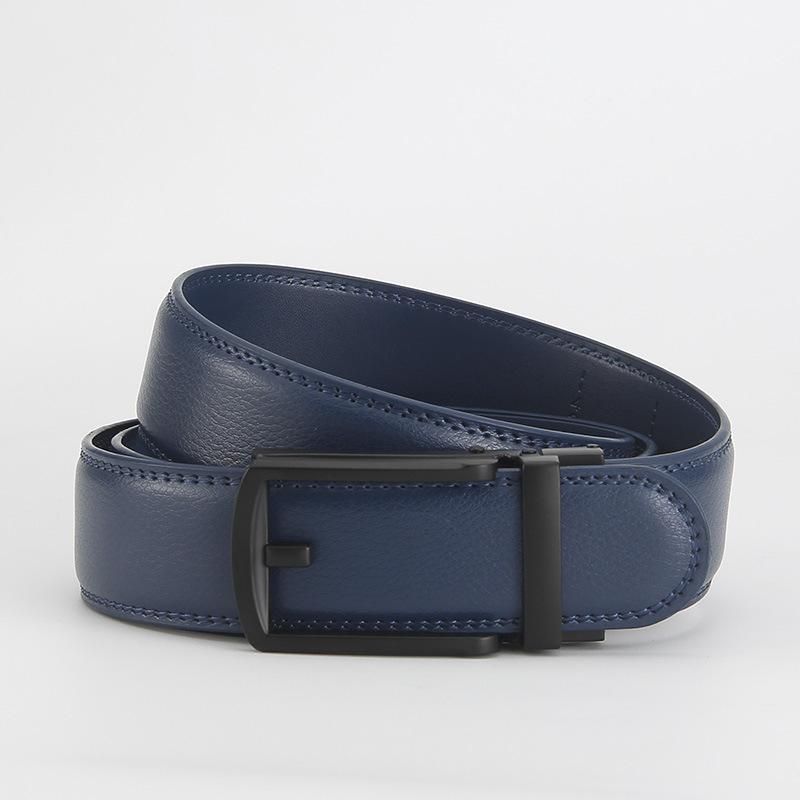 Dolly Road, Reverse Buckle Belt 3.5 Automatic Buckle Two-Layer Cowhide Belt, Men'S Leisure Belt