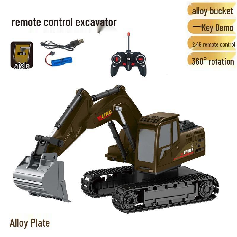 Alloy Remote Control Excavator Digger Vehicle Toy Bulldozer for Kids - Free Shipping