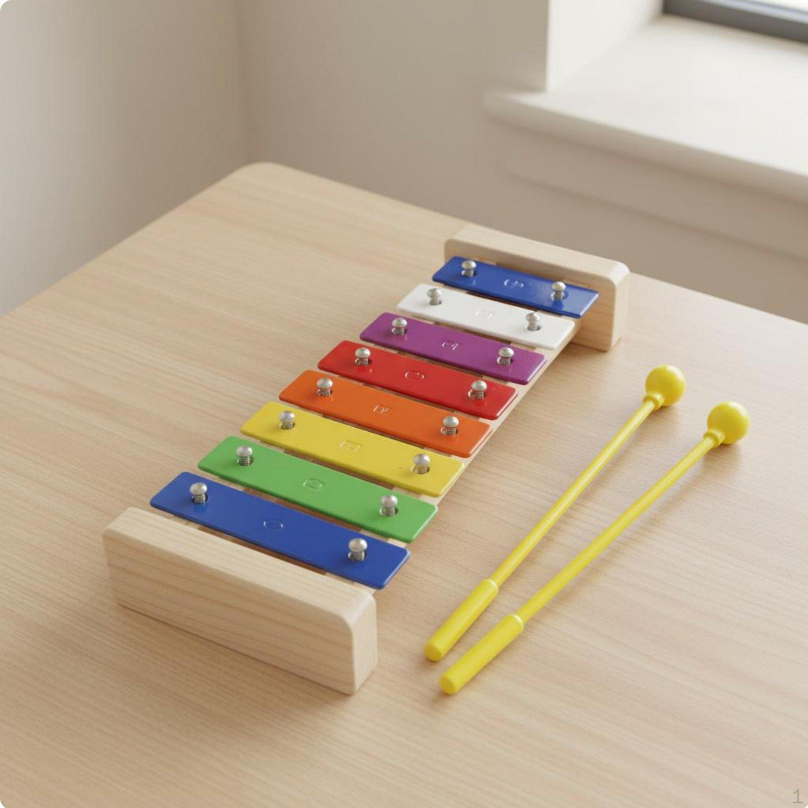 8 Note Xylophone Educational Colorful Bar ColorCoded Keys Wooden Musical Toy for Young