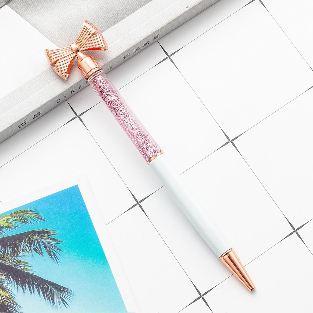 1 szt. Kawaii szkolne artykuły biurowe artykuły papiernicze uroczy łuk metalowy luksusowy wirujący ślub słodki długopis