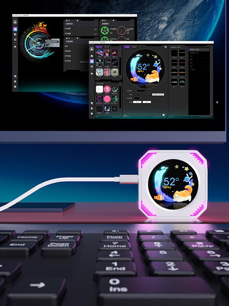 DIY Theme DR21 2.1-Inch Water-Cooled Sub-Screen with USB Direct Monitor Connection