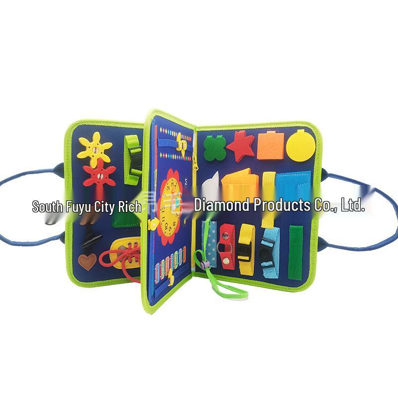 Teal Animal-Themed Montessori Sensory Busy Board Felt Bag Toy for Children