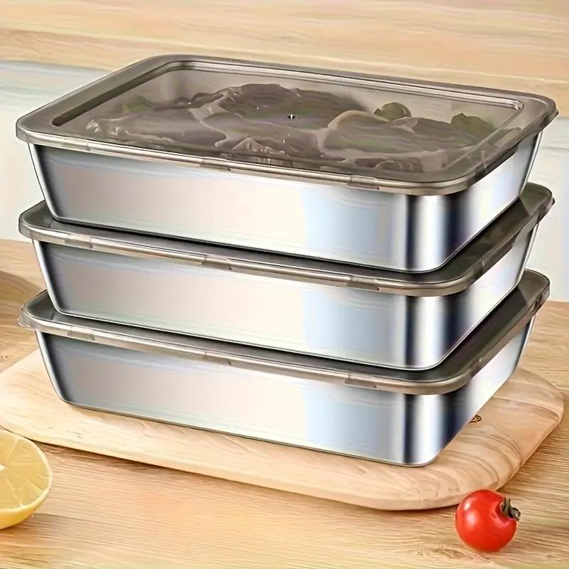 Stainless Steel Food Storage Container Set Stackable Container with Sealed Lids for Meal Preparation and Kitchen Organization