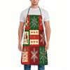 Christmas Owl Snowflake Pattern Apron with Adjustable Waistband - Cute Winter Holiday Design, Durable and Easy-Clean Polyester Material, Suitable for
