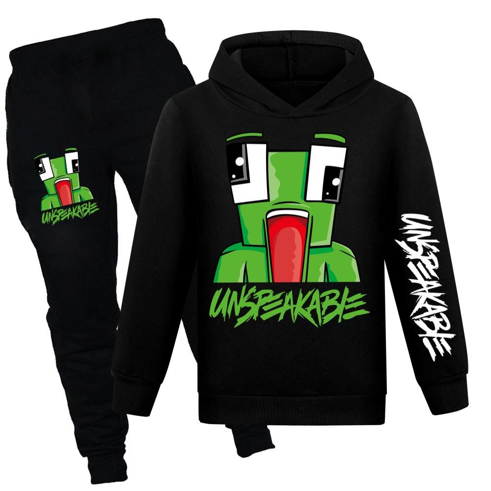 Boys Comfortable Warm Sweater Casual Hooded Loose Printing Clothing Sets Boys