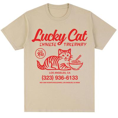 Camiseta Gráfica Engraçada Gato Kawaii da Sorte Masculina Feminina Tendência Alta Qualidade Manga Curta Oversized Confortável Algodão Casual Camisetas Y2k Presente