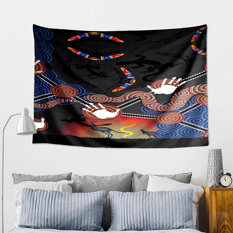 Sunrise Australian Indigenous Art Printed Tapestry, Wall Hanging,Livingroom, dormitory, Large Wall Decor, Fabric Decor Fan Birthday Gifts