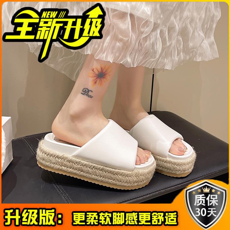 Retro thick-soled cool slippers women's summer fashion wear open-toed bow temperament non-slip girls with sandals