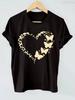Butterfly Heart Graphic Print Sleeve Crew Neck Top All-Season Tee for Casual Attire Summer Short Sleeved Harajuku Streetwear