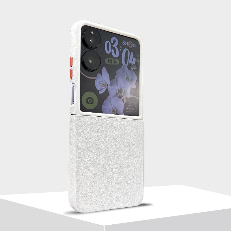 Mix Flip Handyhülle Einfache Leder Schutzhülle für Xiaomi Mix Flip Geometrisches Graffiti Gitter Metall Unabhängige Tastenabdeckung