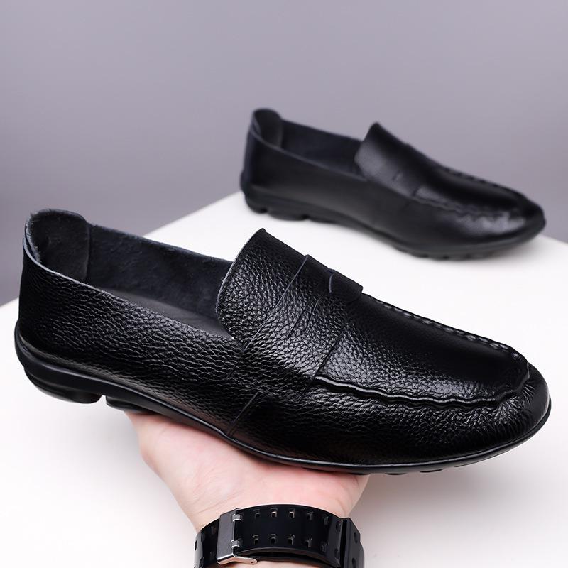 Doudou Shoes Men's Leather Versatile Men's Leather Shoes Breathable One Pedal Casual Lazy Shoes