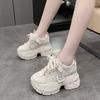 Fashion 9.5CM New Platform Shoes for Women Mesh Breathable Chunky Sneakers High Platform White Tennis Shoes Increase Casual Sport Shoes