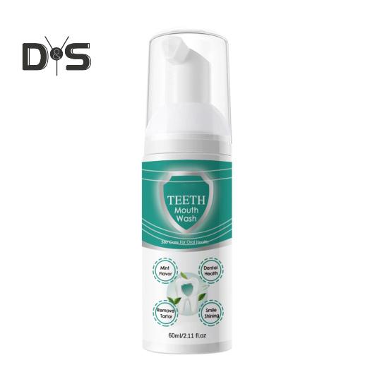 60 ml Mundwasser für die Zähne, Mundgeruch, Beseitigung von Zahnbelag, Fleckenentfernung, Zahnfleisch, Mundpflege, Tiefenreinigung, Pfefferminzgeschmack, Zahnaufhellung, Flüssigschaum