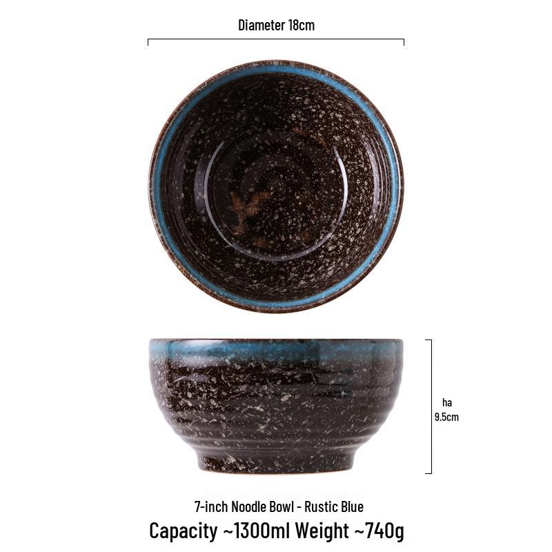 Japanese Ceramic Ramen Noodle Bowl - Large Conical Hat Design, Perfect for Instant Noodles, Soup, and Tableware.