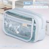 Kawaii Pencil Case  Transparent  Large Capacity  Flip Cover Simple Box For StudnetsOffice Supplies Stationery