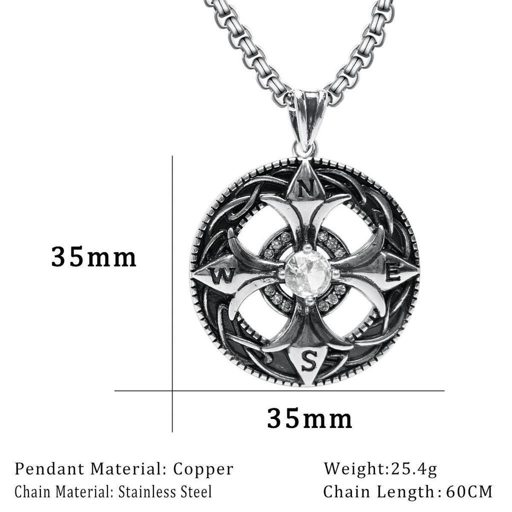 TK Compass Pendant: Punk Gothic Dark Style Hip-hop Necklace with Curious Design