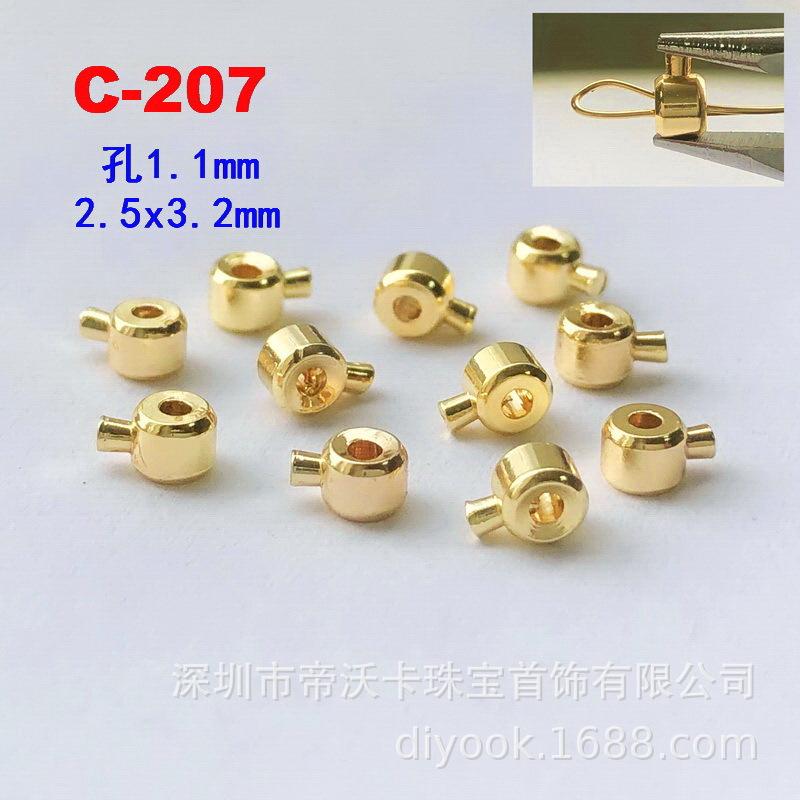14K Goldplattierte Kupfer-Quetschperlen-Abdeckungen und Schnappverschlüsse für DIY-Schmuck