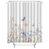 Elegant Flower Butterfly Design Waterproof Heat Resistant Machine Washable Shower Curtain Complimentary Hook Nordic Minimalist