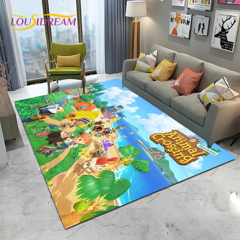 Cartoon Animal Crossing New Horizons Area Rug,Carpet Rug for Living Room Bedroom Sofa Doormat Decor,Kids Play Non-slip Floor Mat