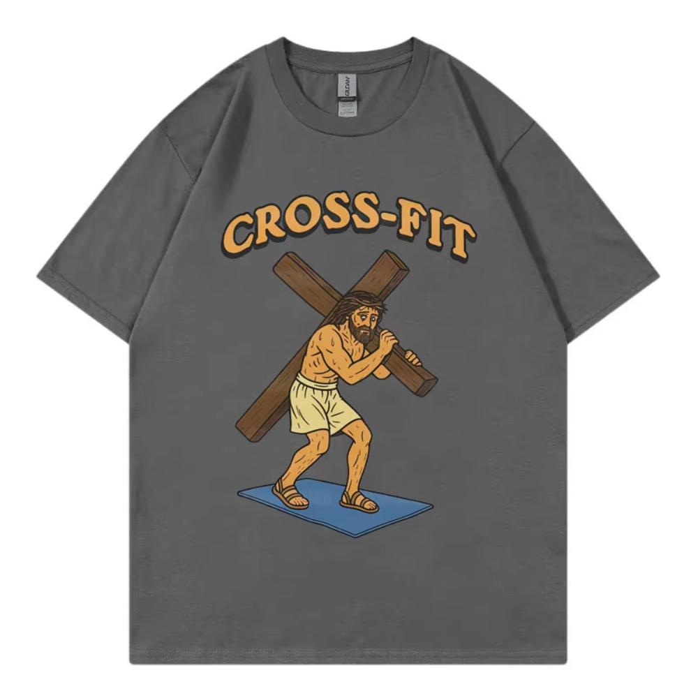 Jesus Funny Christian Gym Meme Tshirt Fashion Vintage Short Sleeve Tshirt Unisexs Women Clothing Casual Cotton TShirt Streetwear
