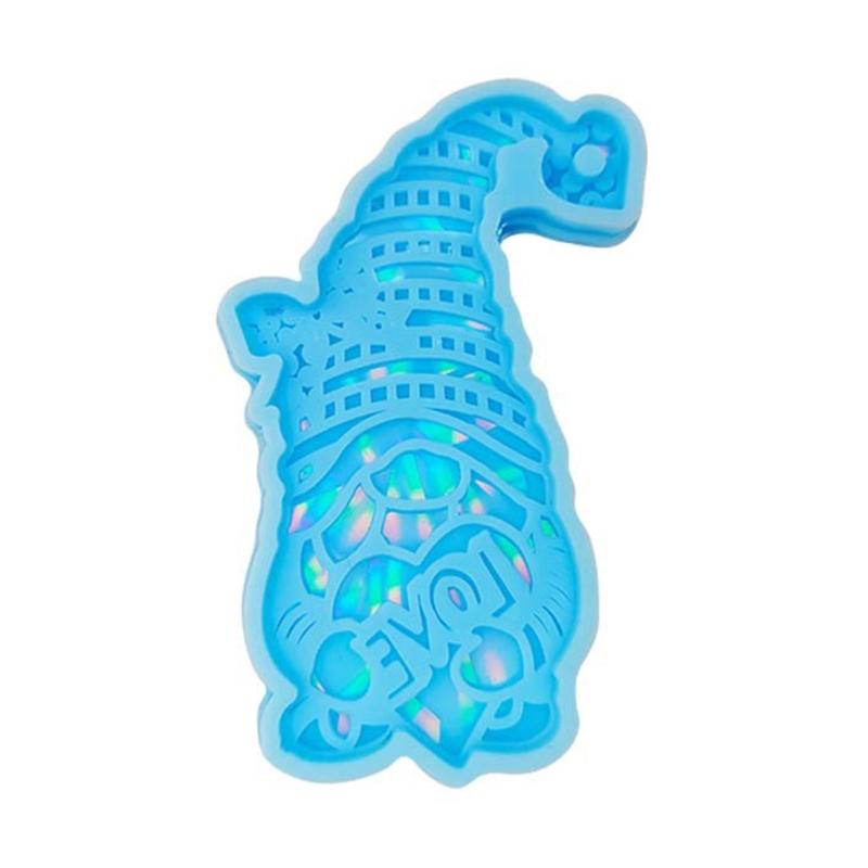 Holographic Resin Molds with Hole Christmas Gnome Pendant Silicone Mold for DIY Keychains Pendants Jewelry Resin Craft