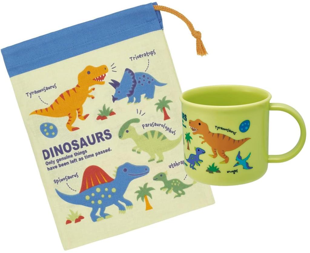 Skater Brotdose Plastikbecher 200ml für Kinder Antibakteriell Spülmaschinenfest Hergestellt in Japan Dinosaurier Bilderbuch NEU KE4AAG-A